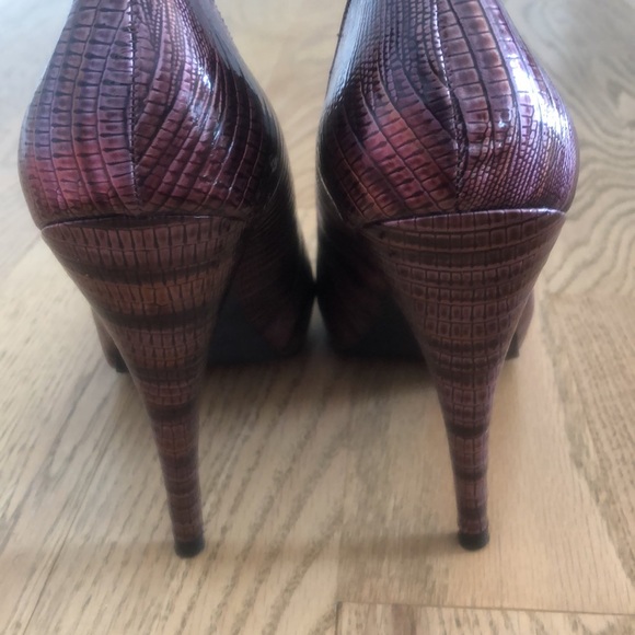 Purple animal print wedding dance high heel pump almond toe snake metallic prom - Picture 6 of 8